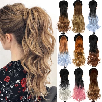 

AIYEE 22 inch Ombre Straight Synthetic Clip in Drawstring Ponytail Hairpieces for Women Hair Extension High Temperature Fibe