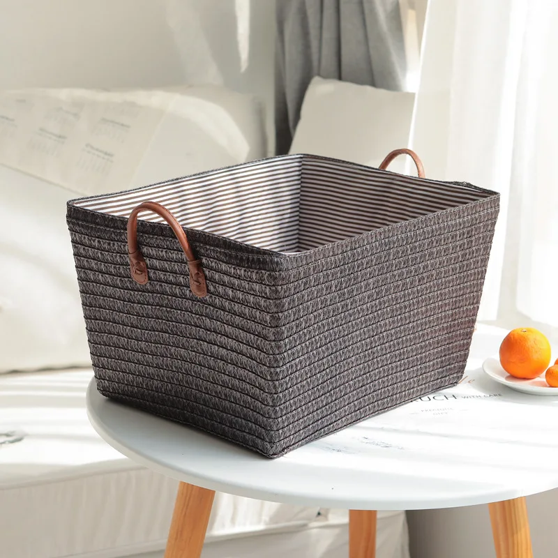 

Rattan Storage Basket Woven Rectangular Wicker Laundry Basket Storage Container Reusable Sundries Organizer Home Desktop Box