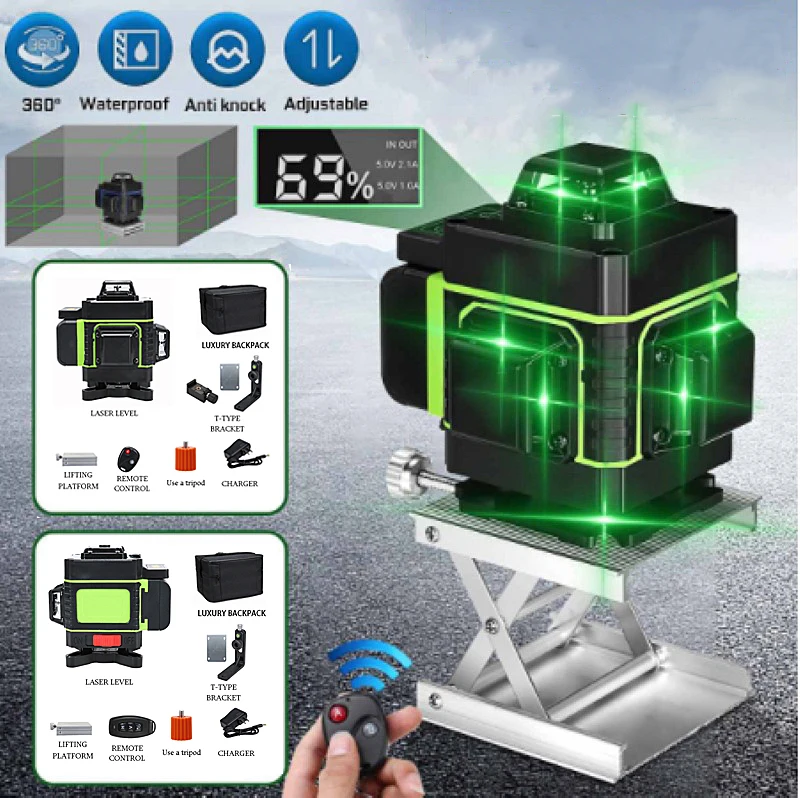 US $59.42 Measurement Tool Laser Level 216 Lines 4d Green Vertical Horizontal Lasers High Precision Laser Level With Auto Self Leveling