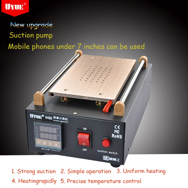 

2PCS 948Q Built-in Pump Vacuum Glass LCD Screen Touch Screen Separator Machine Max 7 inches Mobile Phone Disassemble Repair Tool