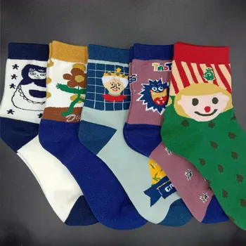 

2020 new spring and autumn tube socks for men women with the same cartoon cotton Creativity jacquard