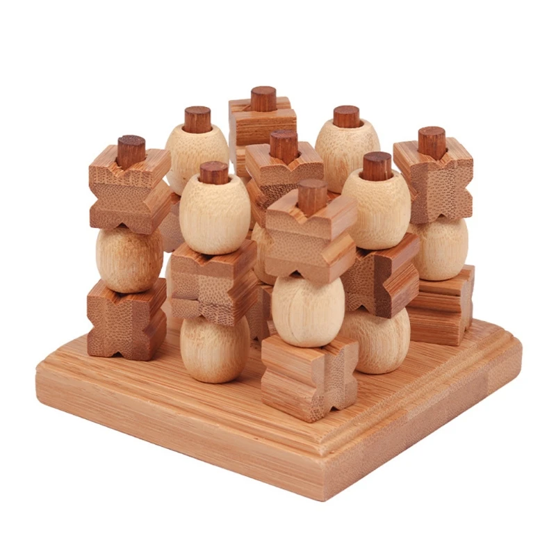 3D Tik-Tak-Toe Holz Puzzle Knobel IQ-Spiel 