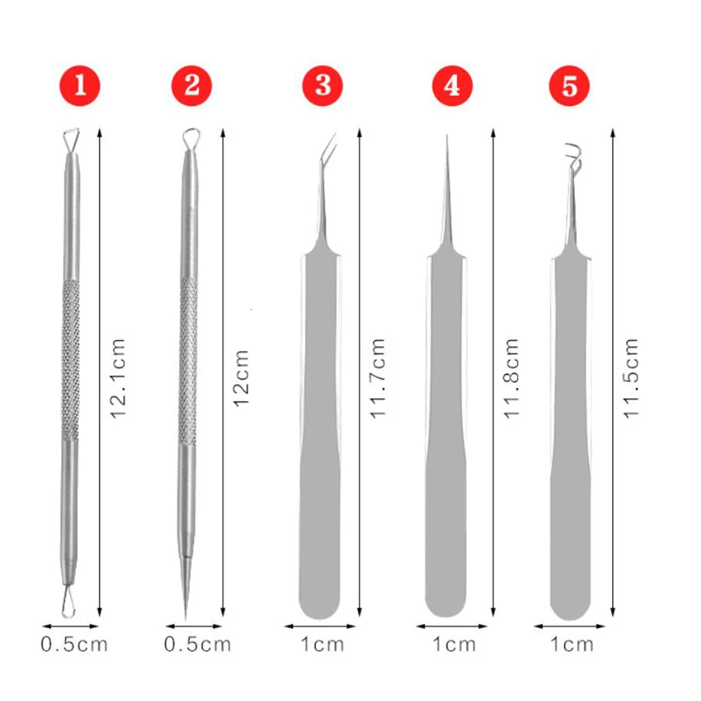 5 шт./компл. черноголовых удаления соковыжималка экстрактор для Vacum комедонов инструмент для удаления прыщей игла зажим набор пинцетов пятна очиститель Уход за лицом инструменты