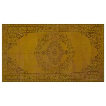

Handmade Yellow Vintage Overdyed Turkish Area Rug 154x268 Cm-5'1''X8'10''