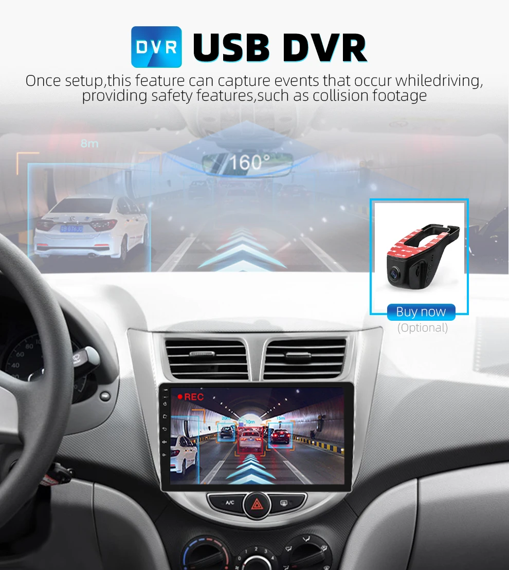 Cheap 9" Android 9.0 Car Radio 2din car radio DSP 2.5D IPS Screen GPS NAVIGATION WIFI For Hyundai solaris verna Player Front&Rear CAM 12