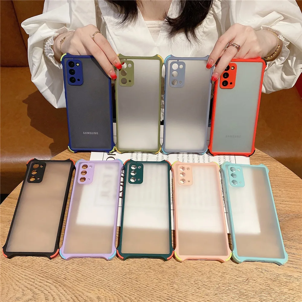 Shockproof Armor Matte Back Cover For Samsung Galaxy M02s M31s M01s Translucent Anti-Fall Soft Candy Color Phone Case kawaii samsung phone cases