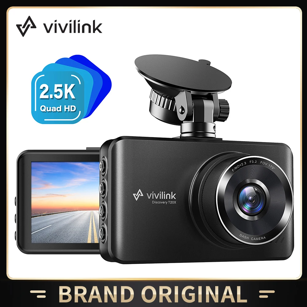 ViviLink-Cámara de salpicadero TB20XQ 2,5 K, grabadora de conducción Dual, pantalla IPS de 3 , cámara de visión trasera de respaldo, Monitor de estacionamiento de VERSIÓN NOCTURNA