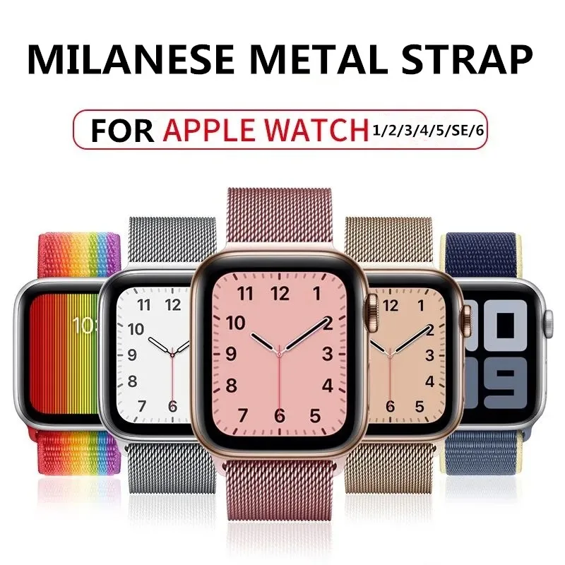 Ремешок Миланская петля для Apple Watch 44 мм 42 браслет из нержавеющей стали iwatch Series SE 2 3