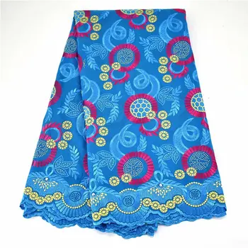 

Latest 2020 blue African lace fabric Nigerian Swiss voile dry cotton lace with stones embroidered Dubai lace fabric for sewing