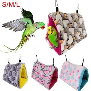 

Pet Bird Parrot Plush Heart Print Warm Soft Hanging Hammock Sleeping Bed Nests 2020