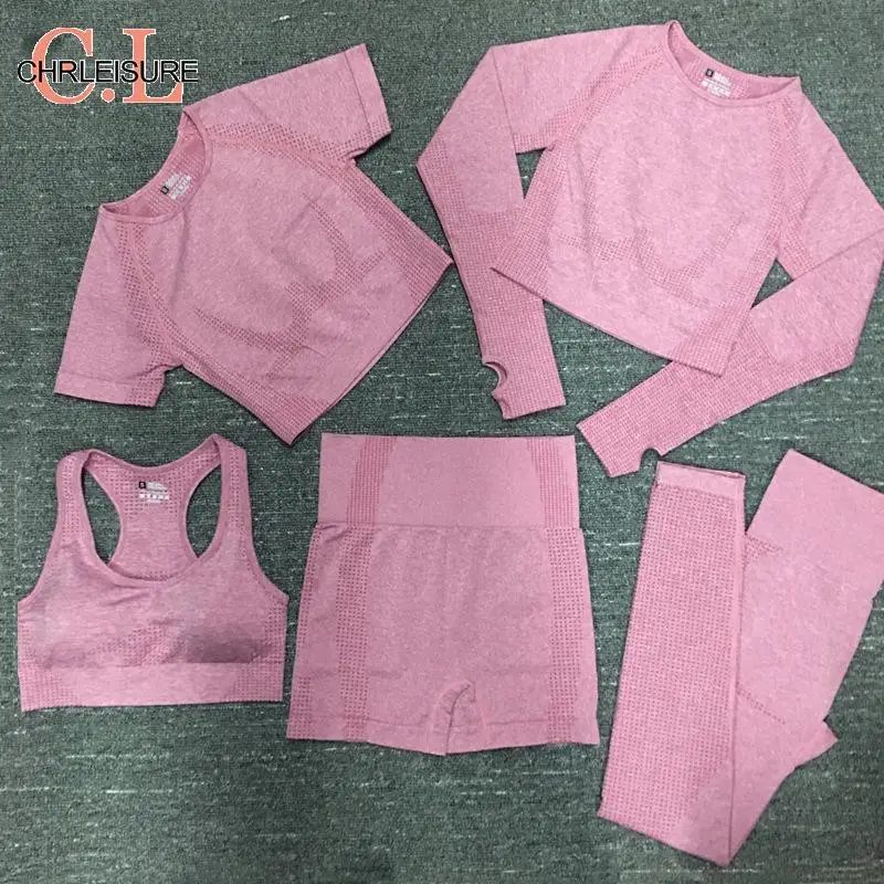 CHRLEISURE 5 шт. женский спортивный костюм для фитнеса комплект из двух предметов