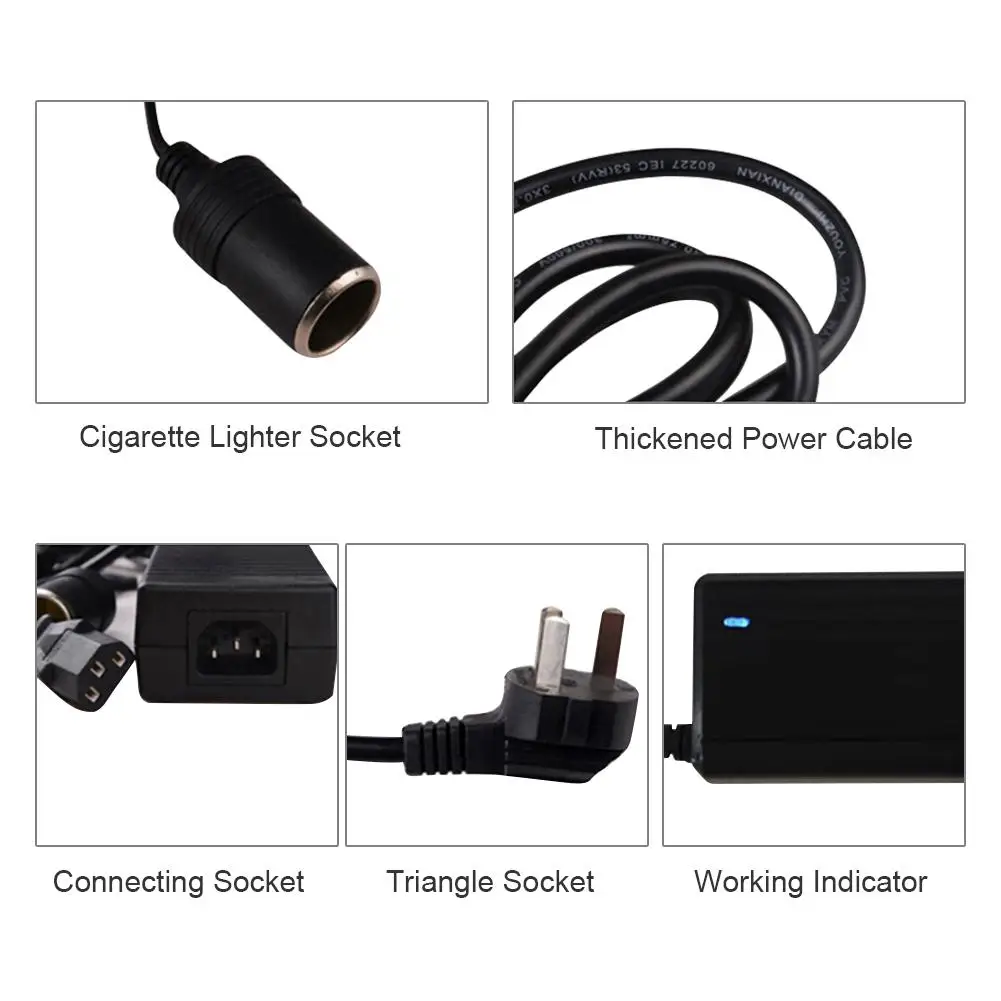 Home Power Converter 220V Input 12V Output Car Cigarette Lighter Socket Car Vacuum Cleaner Refrigerator Adapter