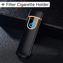 Мужская креативная ветрозащитная электронная USB Зажигалка для сигарет, отпечаток пальца, сенсорный экран, индивидуальная зажигалка, хороший подарок