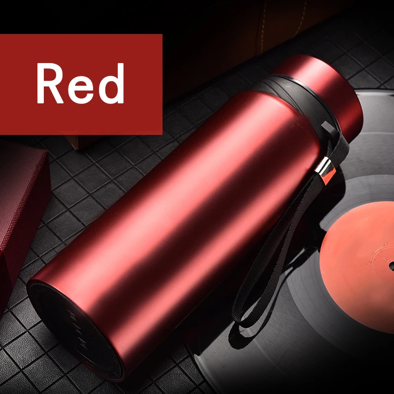 600/800/1100 мл вакуумная бутылка для воды Термос портативная вакуумная колба для кружка для чая кофе Дорожная чашка - Цвет: red
