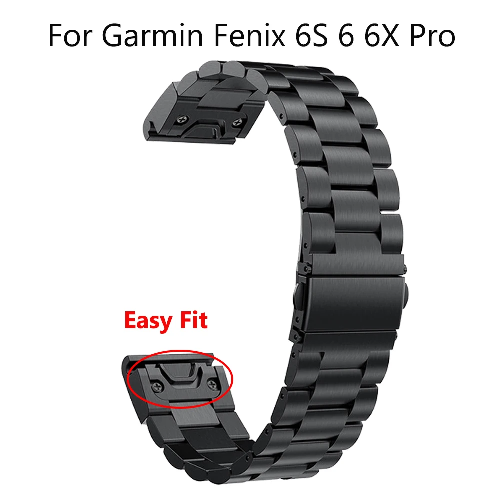 Часы с ремешком из нержавеющей стали ремешок для Garmin Fenix 6S 6 6X Pro быстросъемный 5 5X 5s