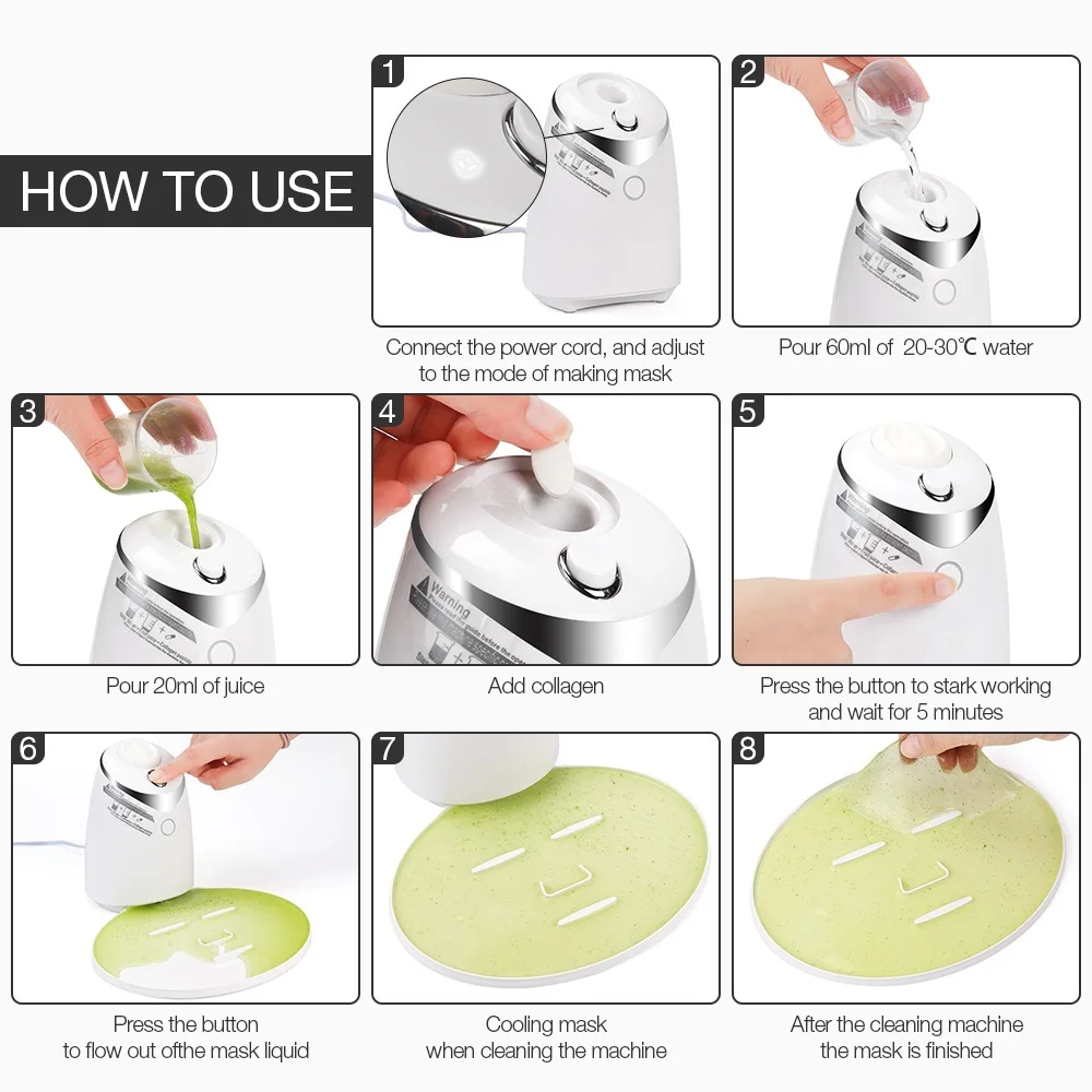 DIY Automatic Fruit Natural Vegetable Face Mask Maker Machine Facial Treatment Collagen Home Use Beauty Salon SPA Care Eng Voice