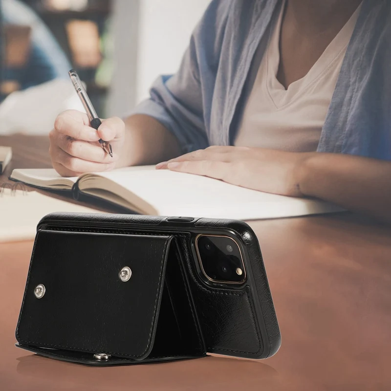 

for IPhone 11 Pro Max Wallet Case Leather Credit Card Slot Shockproof Flip Cover 6.5 Inch