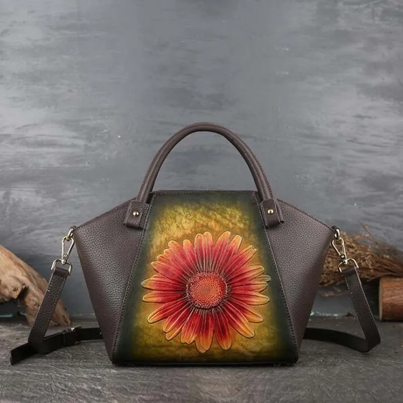 green flower NIUBOA натуральная кожа сумку ретро теплые Для женщин Сумки высокое качество Винтаж ручная роспись Crossbody Hobos Сумки - Цвет: green flower
