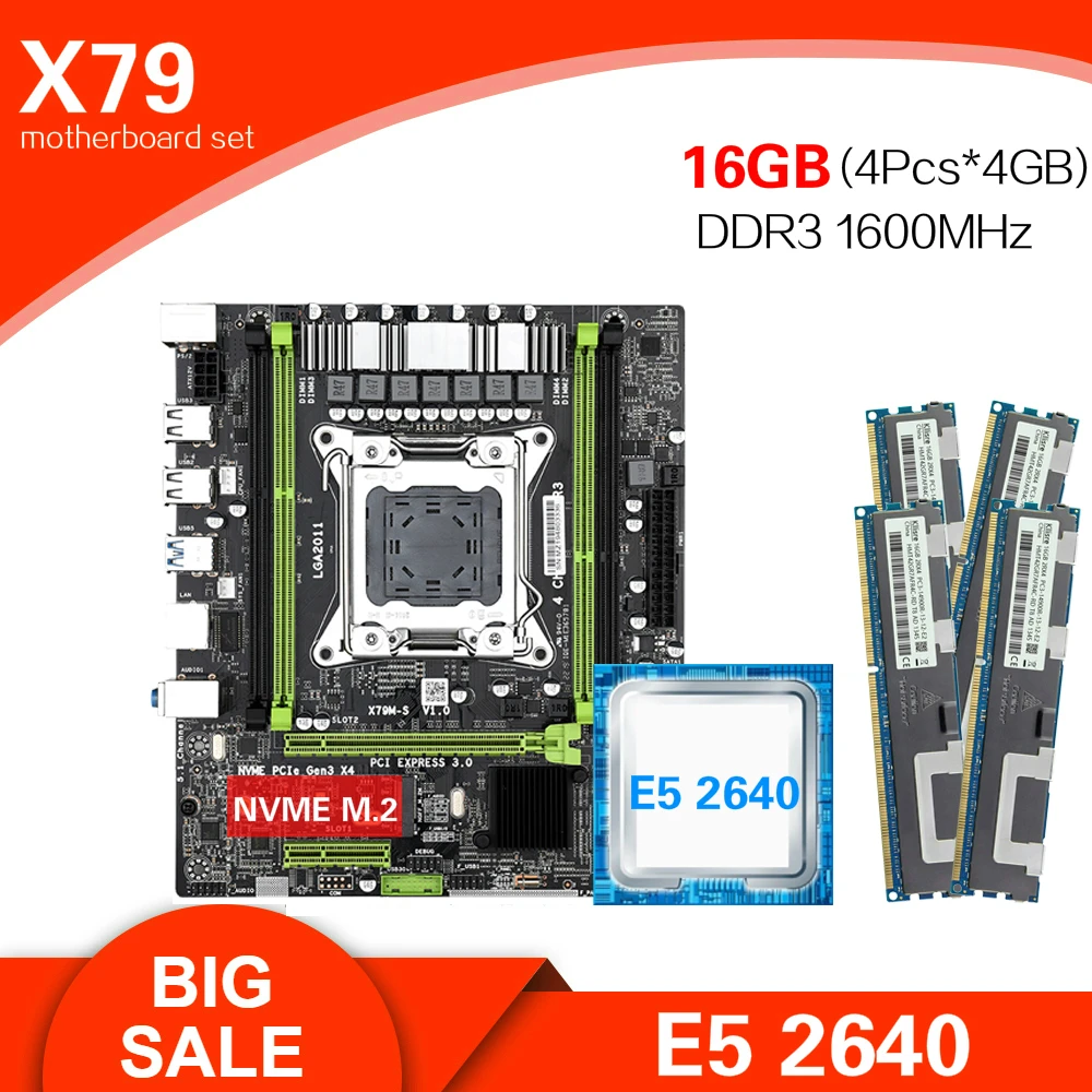 

Kllisre X79 M-S2.0 motherboard Xeon E5 2640 LGA 2011 4Pcs x 4GB= 16GB 1600 DDR3 ECC REG memory