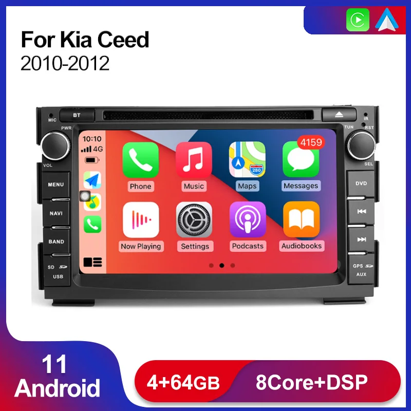 2 Din Android 11 4 + 64G Автомобильный мультимедийный плеер для Kia Ceed 2010 2011 2012 Радио Стерео