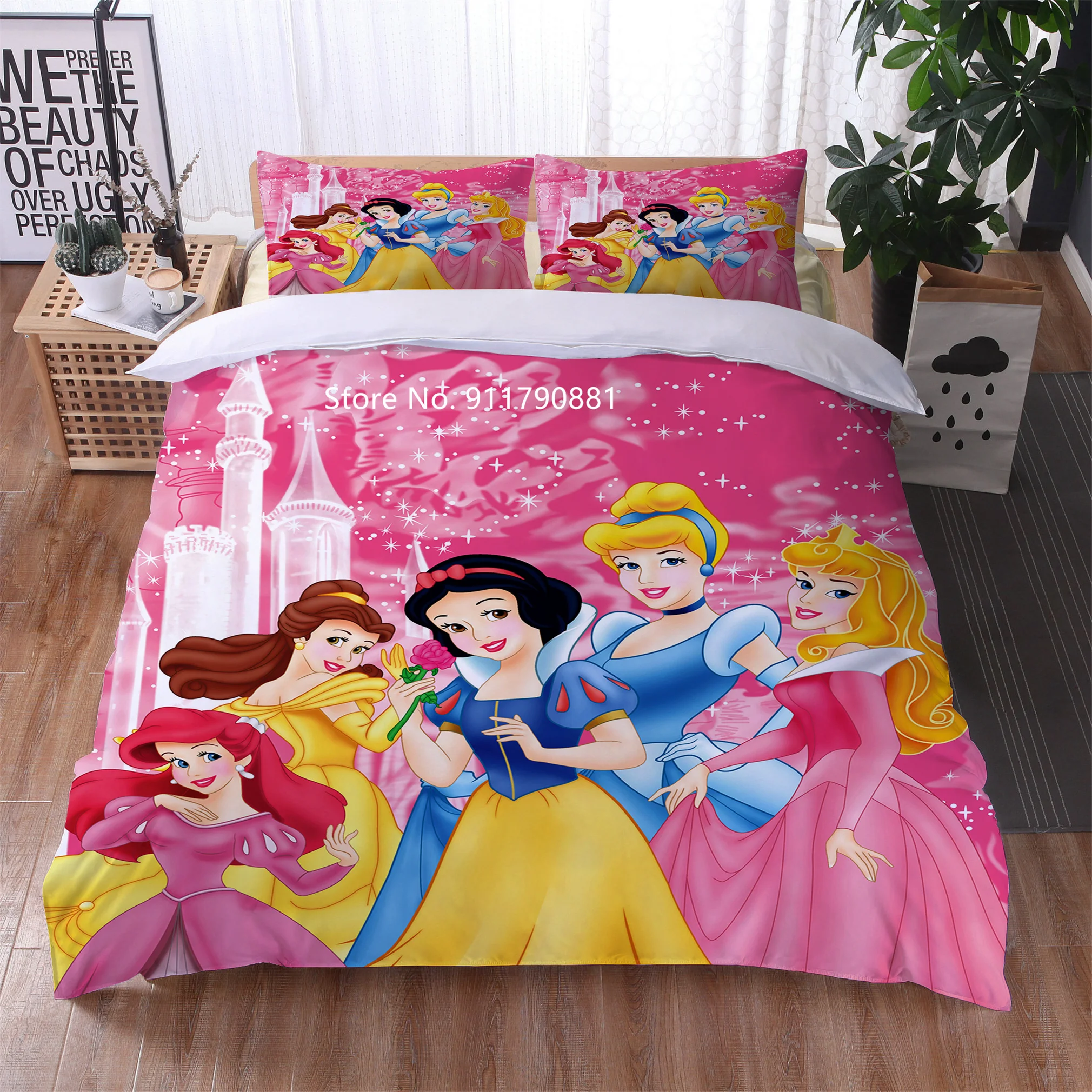 Conventie Cater oog Thuis Textiel Disney Prinses Serie Kleur Print 3 Stuk Dekbedovertrek  Kussensloop Kinderen En Meisjes Slaapkamer Decoratie Beddengoed Set -  AliExpress