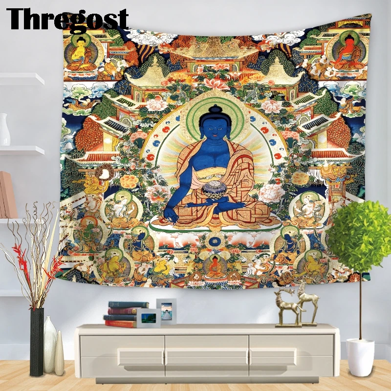 

Rectangle Tapestry Indian Buddha Printed Wall Tapestry Hippie Wall Hanging Beach Towels Meditation Tapestries Wall Decor Cloth