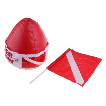 

Scuba Diving Inflatable Float Surface Marker Buoy with Dive Flag for Diver Below Underwater Safety Gear Equipment