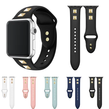

Silicone Punk Rivet Band for Apple Watch Series 5 4 3 2 1 Strap Bracelet for iWatch 38mm 40mm 42mm 44mm Watchband Accessories