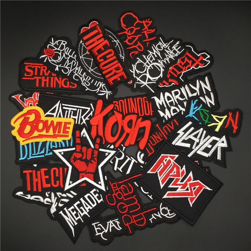 25pcs/lot Rock Band Patches For Clothing Embroidery Stripes Iron On