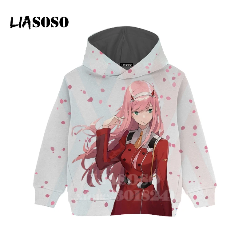 

LIASOSO Children Hoodies 3D Print Anime Sweatshirt Darling In The Franxx Teens Top Kids ZERO TWO Boy Girl Baby Pullover B169-21