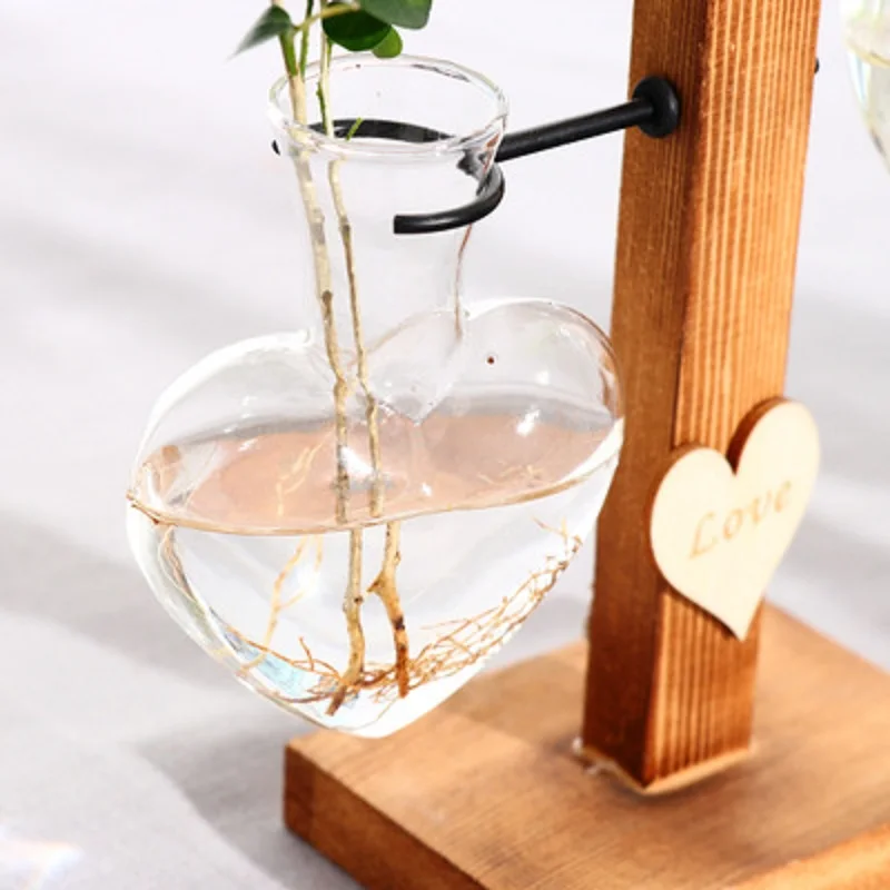 Ручная Гидропоника стеклянная ваза деревянная подставка для гостиной Цветочная композиция набор растений сухой цветок прозрачный контейнер бутылка