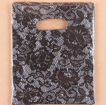 black lace D& P 20*25 см, 10 шт., спасибо, подарок, ювелирная пластиковая посылка, сумка для переноски, Свадебный бутик, вечерние, Подарочная пластиковая сумка с ручкой для покупок - Цвет: black lace