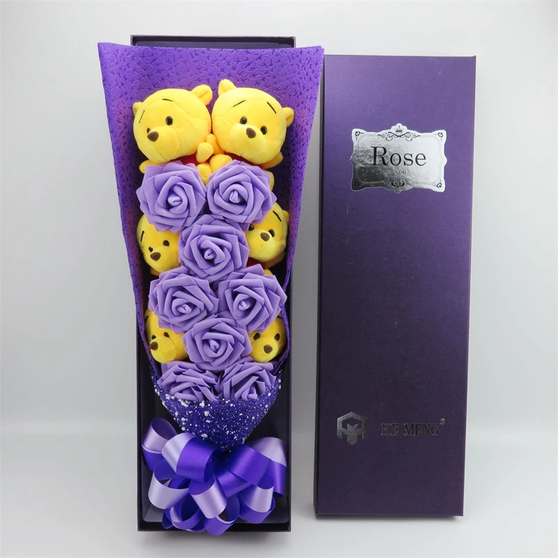 Милые вещи животных плюшевый мишка Мультяшные плюшевые игрушки букет Подарочная коробка с поддельными цветами творческие подарки на выпускной/день рождения