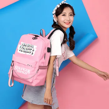 

Cute Letters Backpacks For Girls Casual School Students Stranger Things Shoulder Bag Women Large Capacity Travel Bags