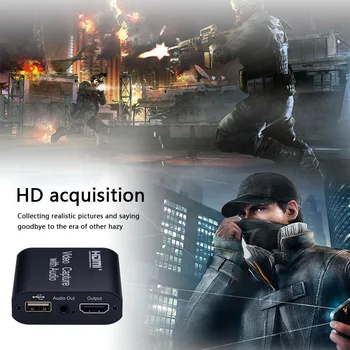 

HDMI to USB 1080P Video Capture Card with Mic Input + Audio Output 3.5mm Household TV Easy Enjoying Ornaments for PS4