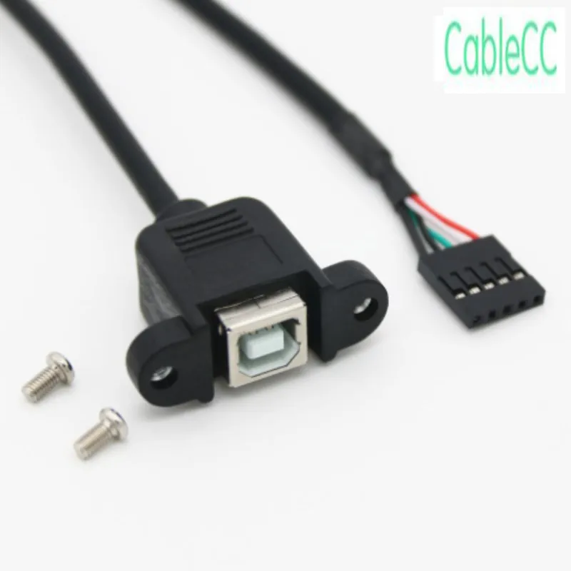 

20cm USB 2.0 B Type Female socket Printer Panel Mount to Pitch 2.0mm 5pin Housing PCB Motherboard Dupont Cable