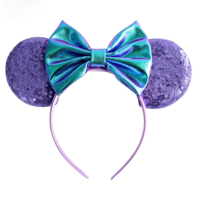 SEQUIN GLITTER MINNIE MOUSE EARS HEADBAND WITH BOW FANCY DRESS HEN NIGHT PARTY 