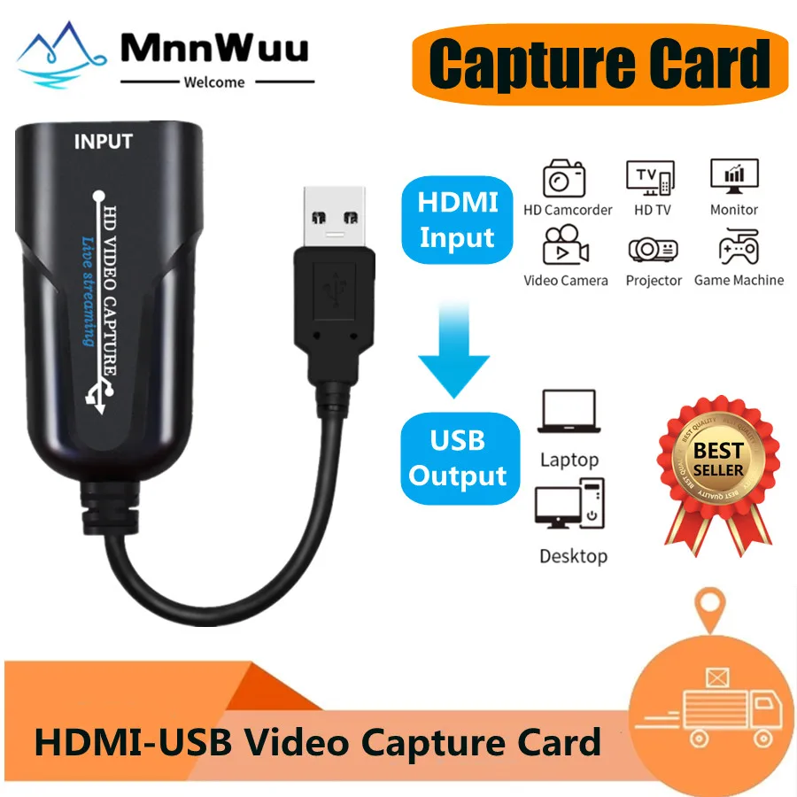 

Карта видеозахвата 1080P USB 3,0, карта захвата, совместимая с HDMI, надежный адаптер для потоковой передачи видео для прямой трансляции, запись вид...