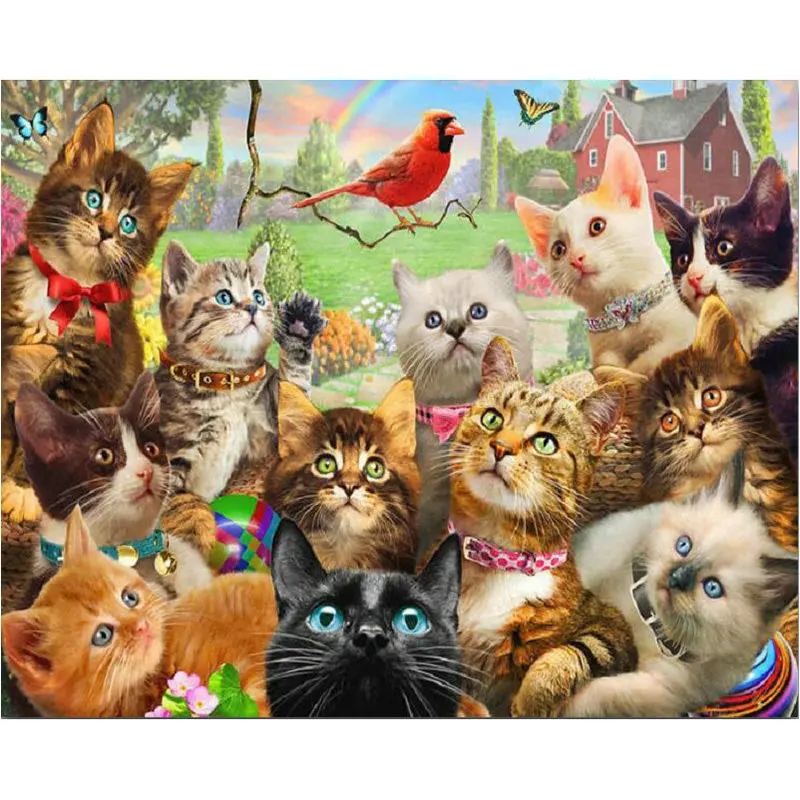Diamond Embroidery pattern 5D DIY mosaic Cat full Painting Cross Stitch bird square Rhinestone puzzle art Decor | Дом и сад