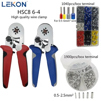 

HSC8 6-4 Crimping Pliers Crimper Tubular Terminal 0.25-10mm2 Crimper Suit Hand Tools Crimping Tools Terminals Box 0.5-6 Suit set
