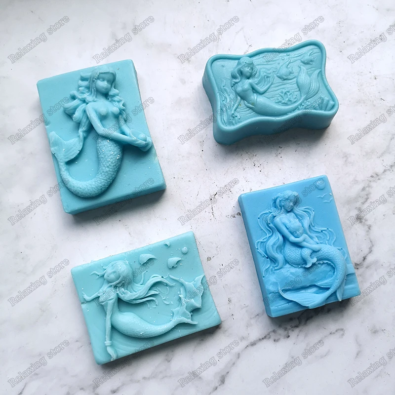 

Creative Mermaid Soap Molds DIY Soap Crafts Silicone Mold Square Handmade Soap Making Mould