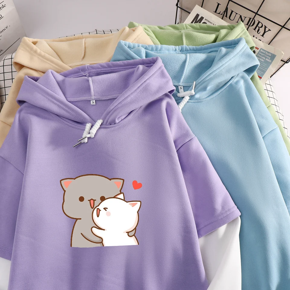 Japanese Soft Sister Cute Girls Macaron Color Splice Hooded, 54% OFF
