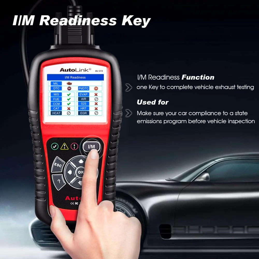 Autel AutoLink AL519 Full OBD2 Scanner All 10 modes OBDII/EOBD Car Diagnostic Tool One-Click I/M Readiness Key PK CR3001 & KW310 4
