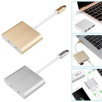 

3 in 1 USB3.1 Type-C to HDMI Adapter Cable High Speed 10Gbps Aluminum Laptop to PC HDMI Converter For Macbook USB B8L6