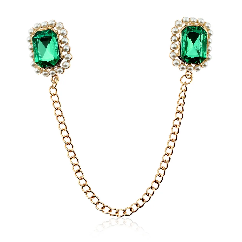 

Y033 EBay Hot Selling Accessories Europe And America Fashion Pearl Emerald Shirt Collar Needle Collar Pendant