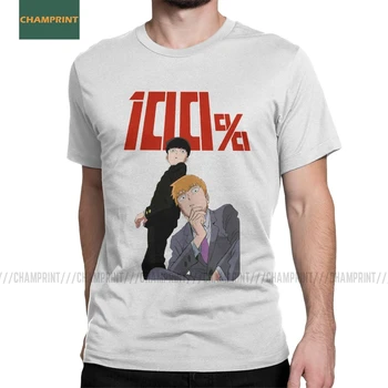 

Vintage Mob And Reigen Psycho 100 T-Shirts Men Cotton T Shirt Shigeo Kageyama Anime Arataka Esper MP100 Manga Short Sleeve Tee