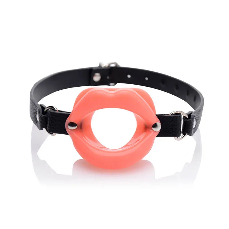 PU Leather Rubber Lips O Ring Oral Sex Gag BDSM Fetish Bondage Restraints Erotic Toys For Couples
