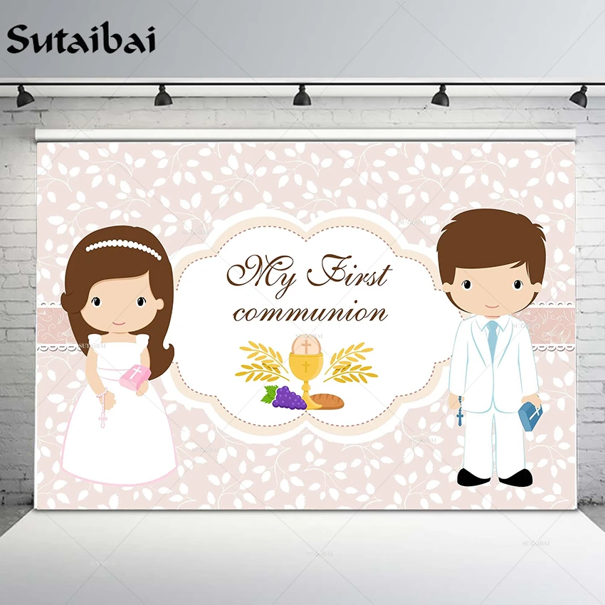 Telón de fondo de mi primera comunión para niño y niña, decoración de