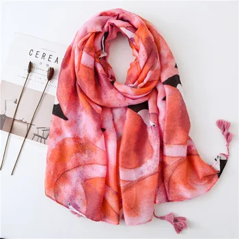 

Luxury Brand New Style Printed Cotton Linen Scarf Women Spring Summer Pink Shawl Beach Towel Fashion Soft silk scarves poncho