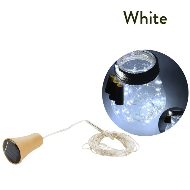 10LED 15LED 20LED Solar LED Cork Wine Bottle Stopper Copper Garland Wire Fairy String Light 1M/1.5M/2M Outdoor Party Decoration Cold White
